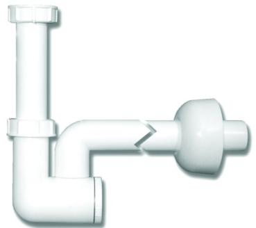Waschtisch-und Bidet-Siphon DN32x5/4" mit Reinigungseinsatz und Rosette. Abgangsbogen drehbar HL135/30